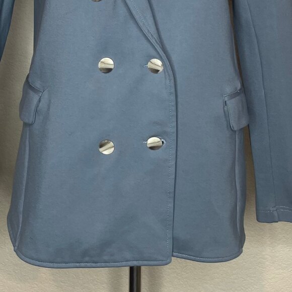 Betabrand Double-Breasted Stretch Ponte Blazer XL Dusty Blue Silver Buttons - Picture 5 of 13